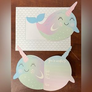 🥳 40 Narwhal Party Invitations. (5 packs of 8) Birthday invites. NEW